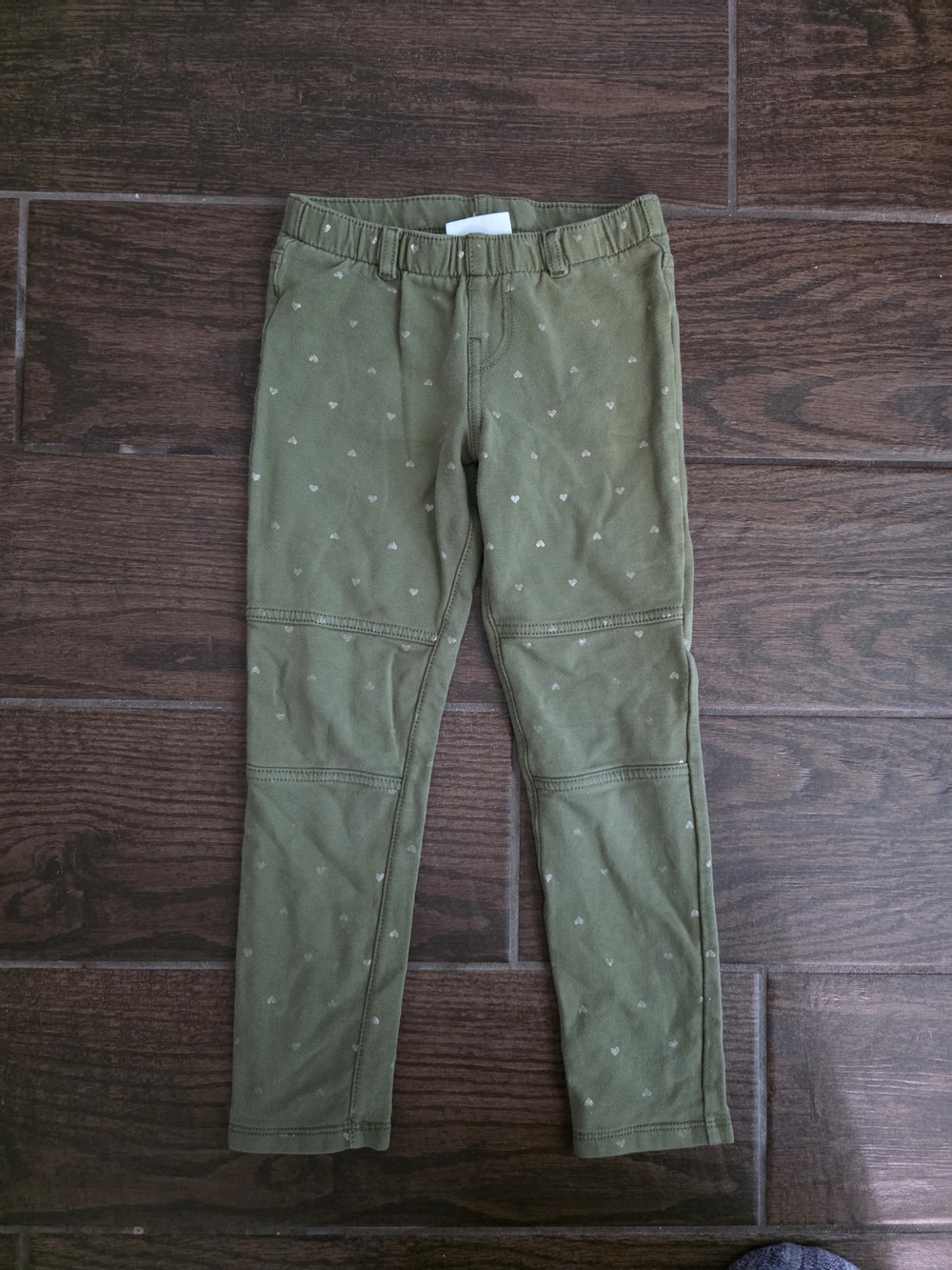 Cat & Jack Olive Green Heart Print Leggings